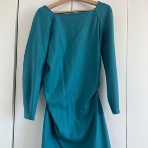 DVF Long Sleeves Blue Hannah Wool Sheath Dress Sz 10